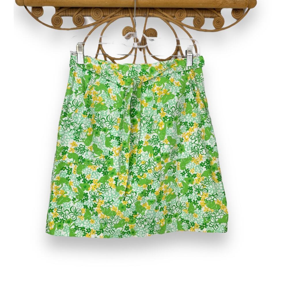 Lilly Pulitzer White Label frog and flower print wrap skirt 8
